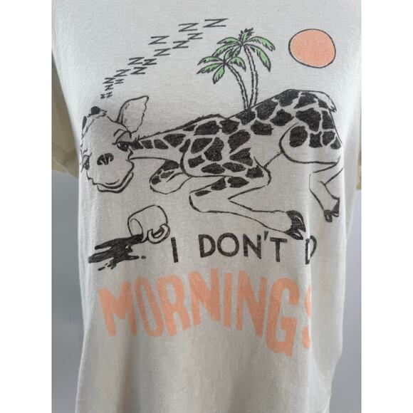 RE/DONE Hanes Giraffe Mornings T-shirt Tee White Top Vintage Ivory Cotton L - Picture 2 of 8